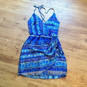 Zara Blue Patterned Wrap Dress
